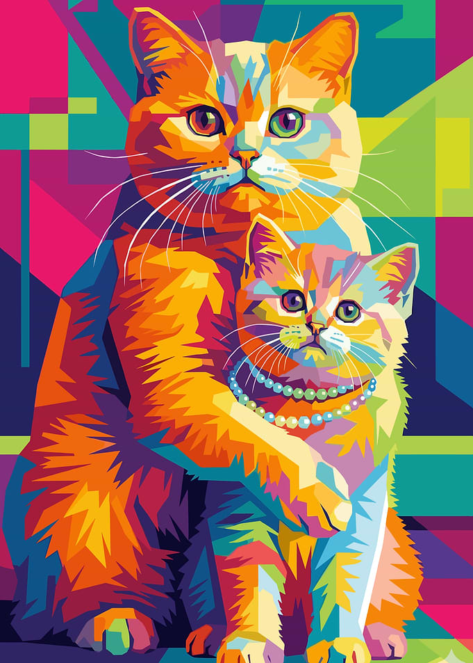 Pop Art Cats with Pearls