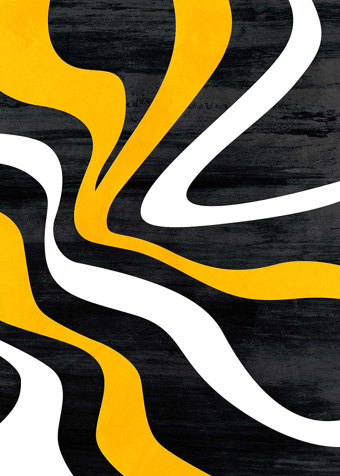 Abstract Swirls of Yellow, White, and Black