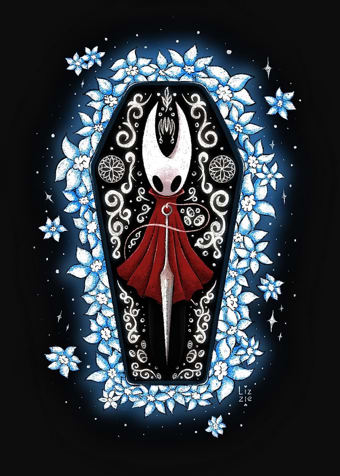 Hornet in Coffin with Blue Flowers