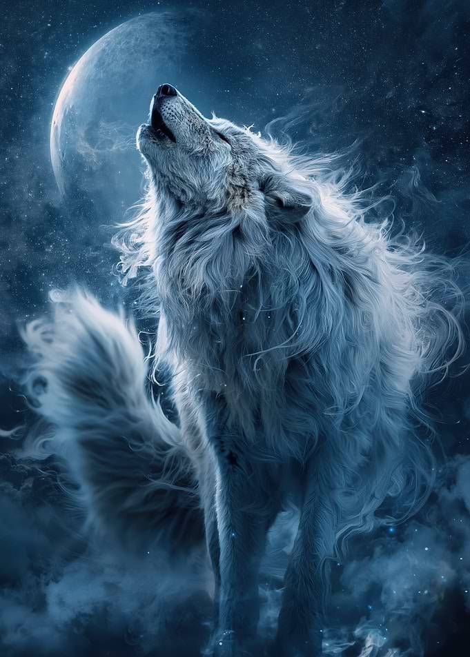 Wolf Howling at the Moon