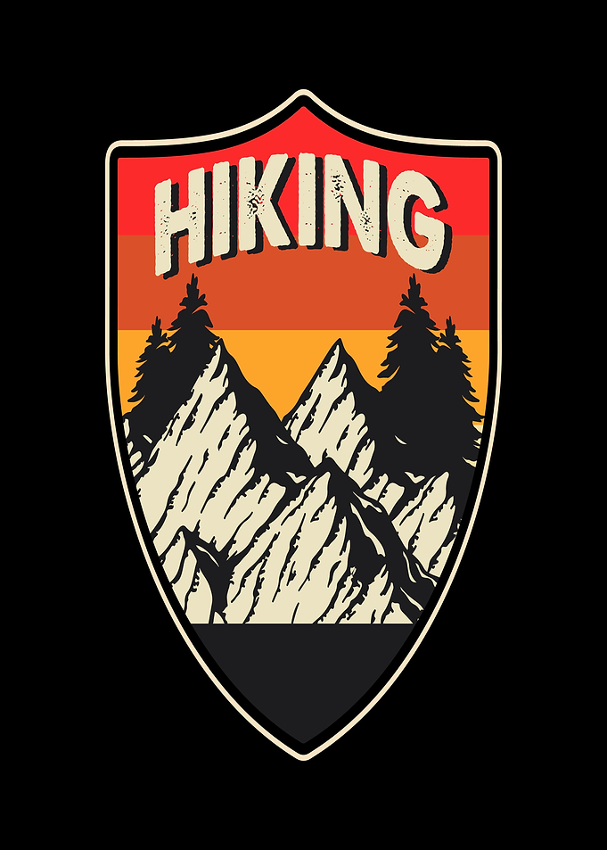 Retro Hiking Mountain Sunset Emblem