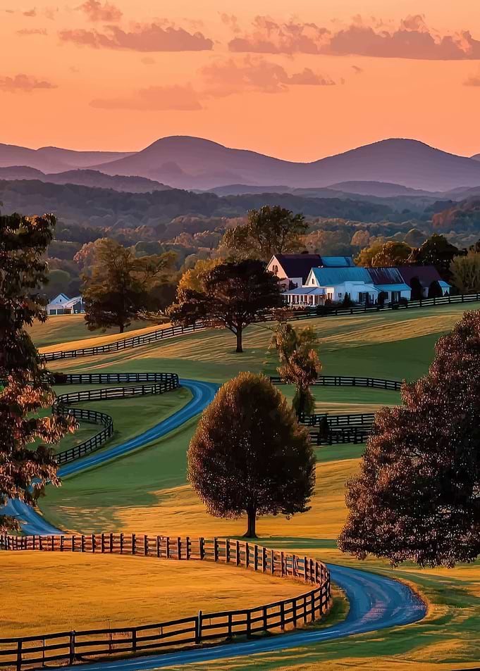 Rolling Hills Farm at Sunset