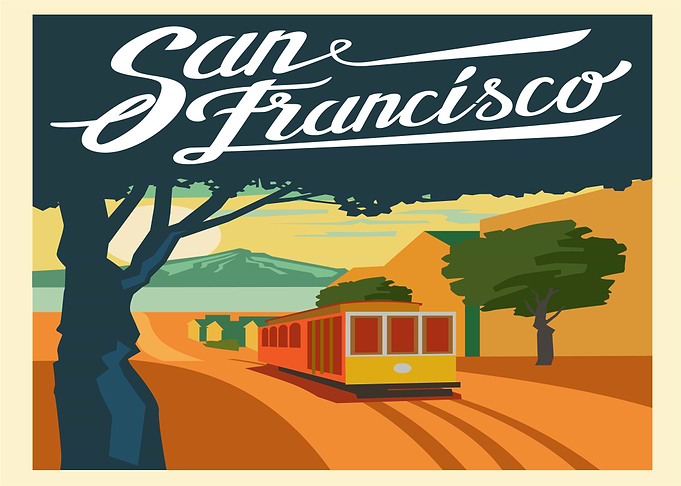 San Francisco Cable Car Vintage Poster