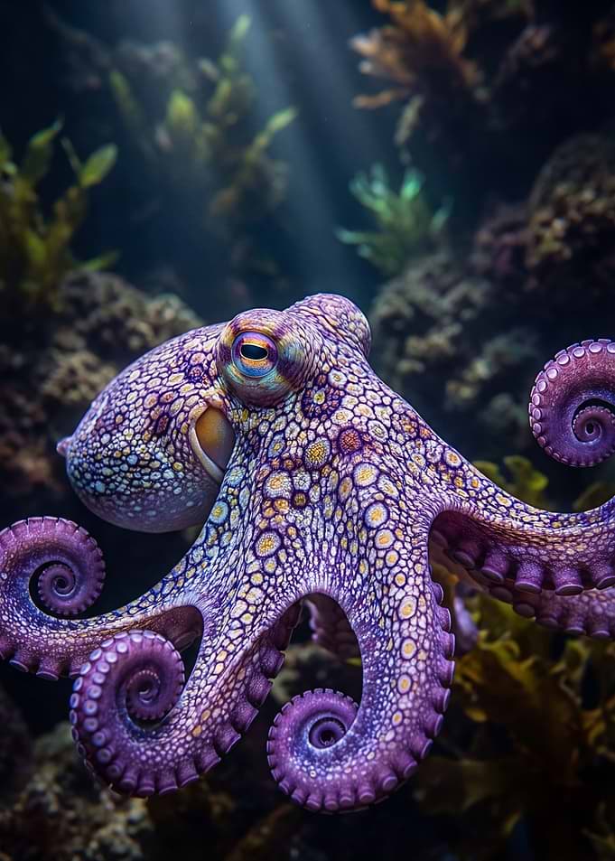 Close-up of a colorful octopus