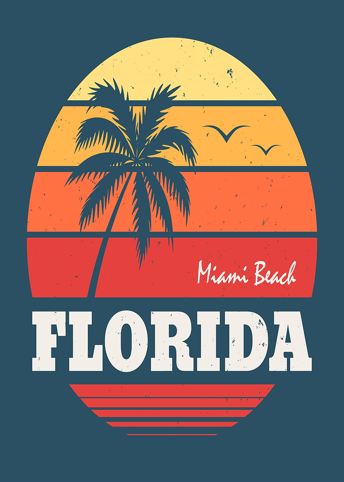 Miami Beach Florida Retro Sunset
