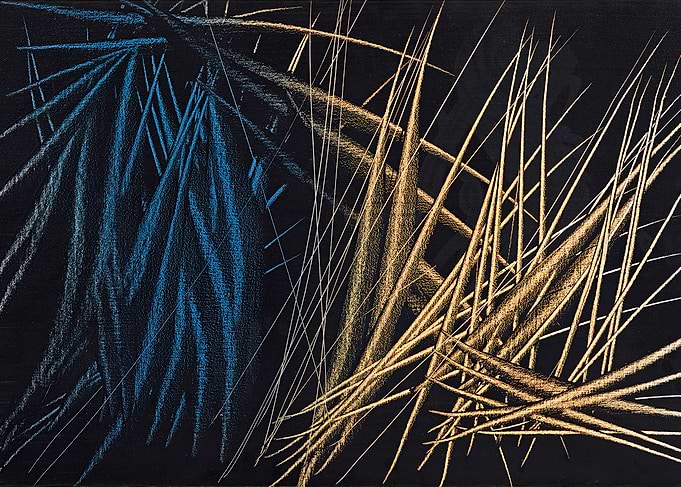 Abstract Burst of Blue and Gold Lines