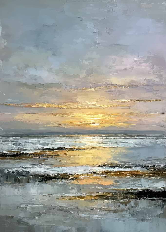 Abstract Seascape Sunset Painting