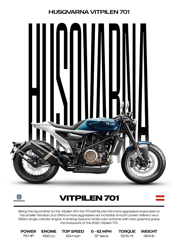 Husqvarna Vitpilen 701 Motorcycle Poster