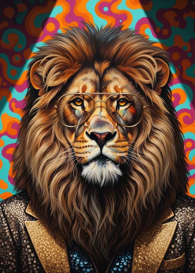 Lion in a Suit with Glasses