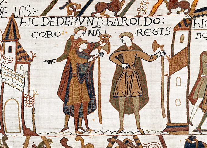 Harold Godwinson is Given the Crown of England Bayeux Tapestry Scene 29
