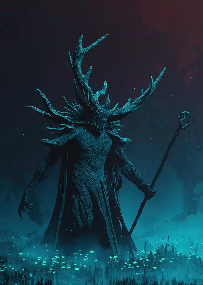 Mysterious Forest Spirit with Antlers