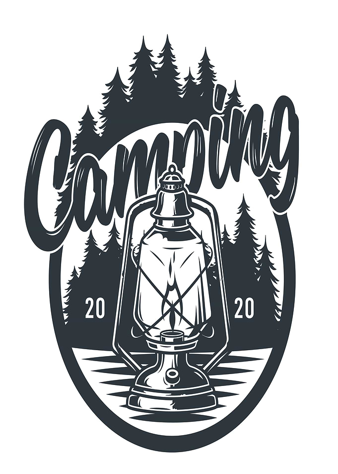 Camping Lantern and Trees