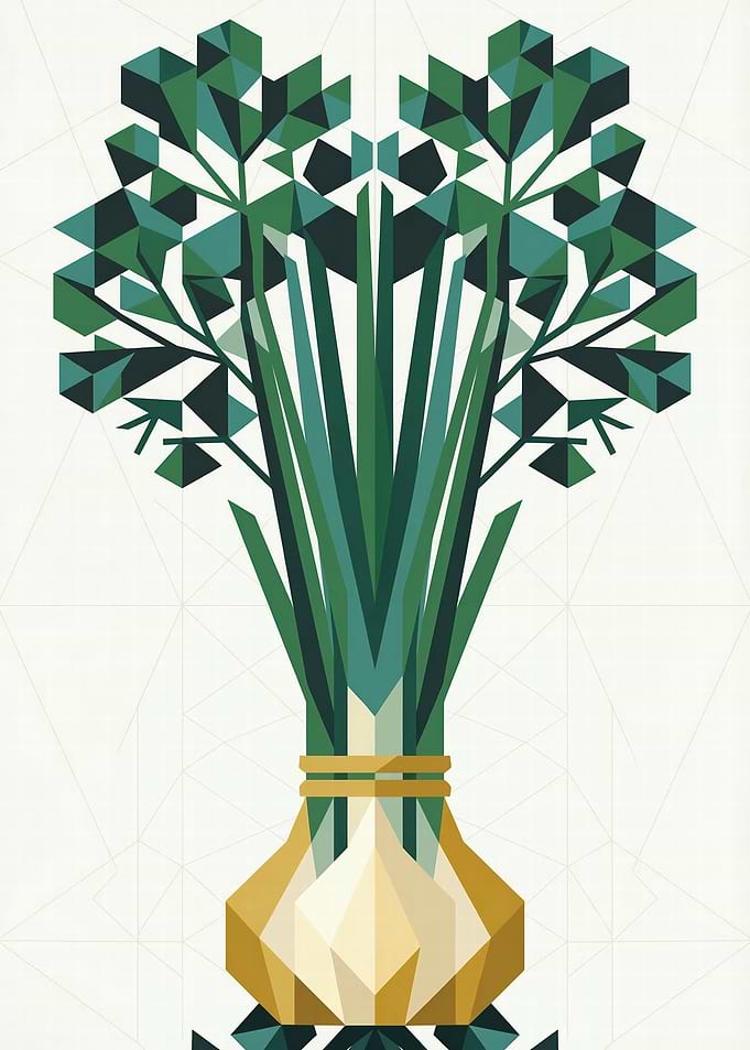 Geometric Parsley and Onion Illustration