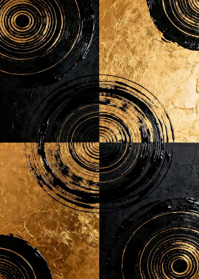 Abstract Black and Gold Circles