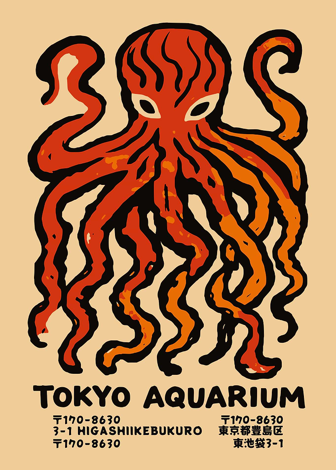 Tokyo Octopus Poster Print