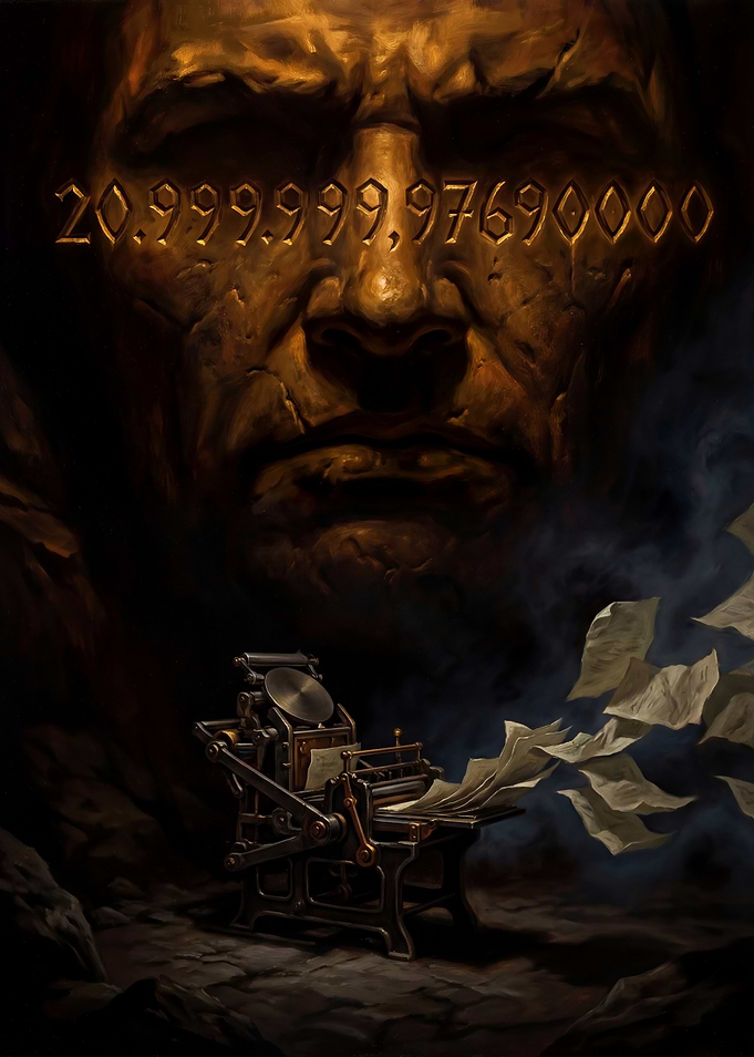 Ancient Face of Satoshi and Printing Press