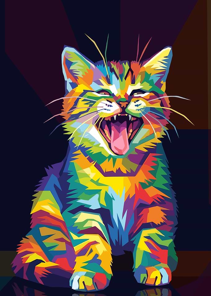 Colorful Yawning Kitten Pop Art