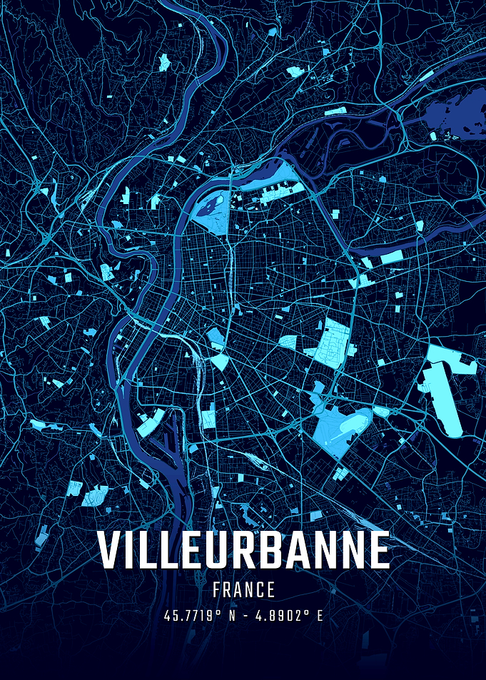 Villeurbanne Midnight City Map