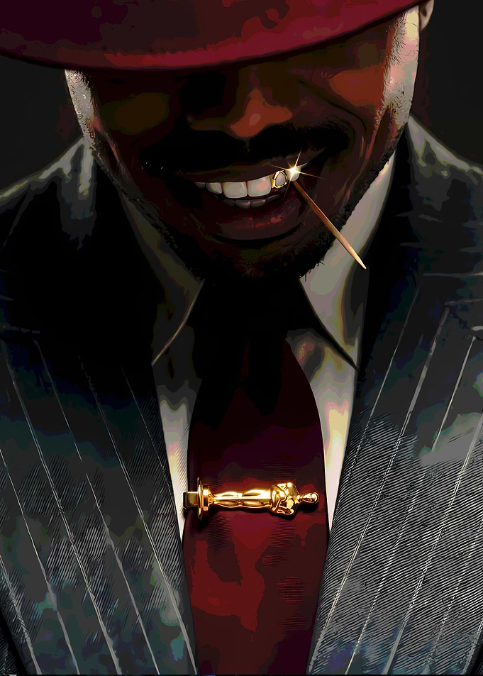 Man with Oscar Tie Clip and Diamond