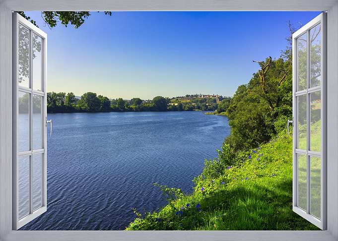 Window View of a River Landscape