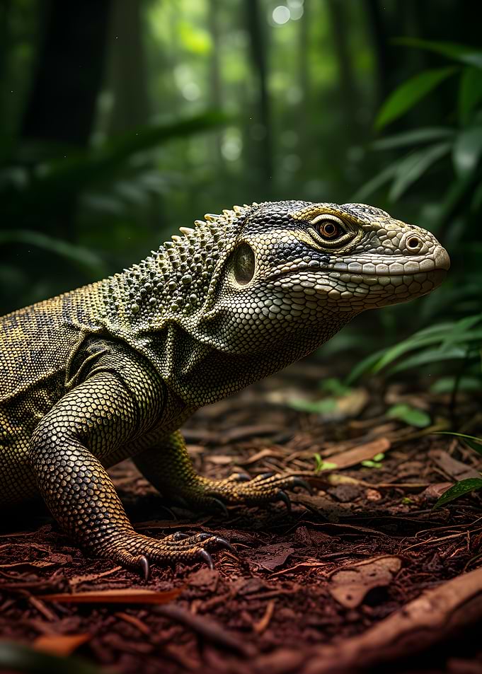 Close-up of a lizard in a forest