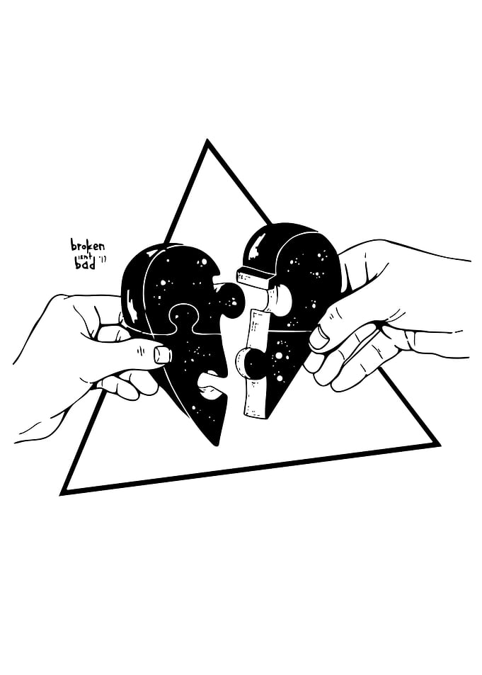 Broken Heart Puzzle Pieces