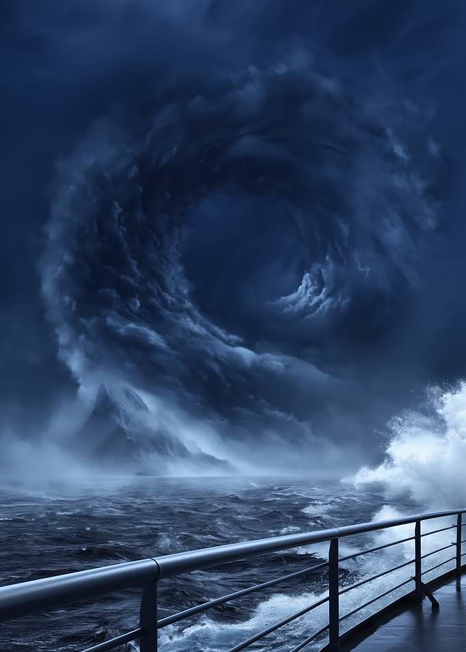 Dramatic Hurricane Over the Ocean