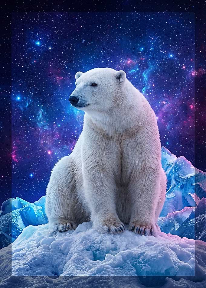 Polar Bear in Cosmic Ice Landscape