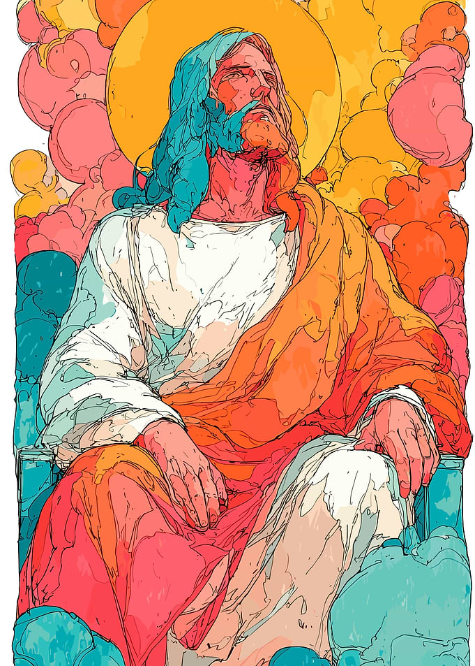 Jesus in Colorful Clouds