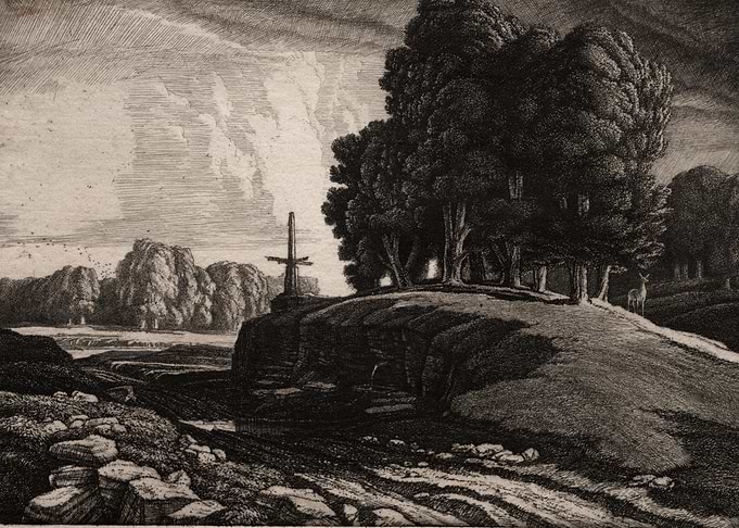 Rural Landscape with Cross and Trees