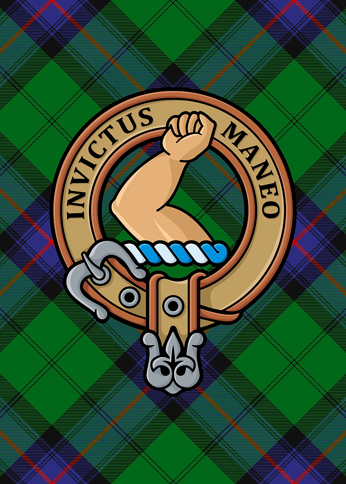 Scottish Clan Armstrong Crest over Tartan Background