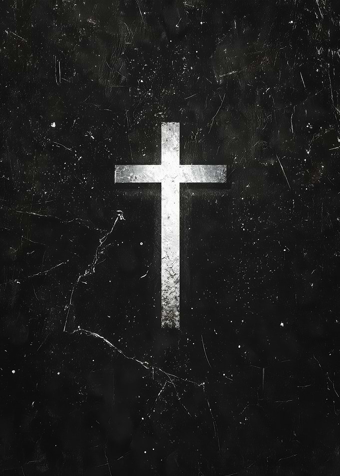 Grunge Cross on Dark Background