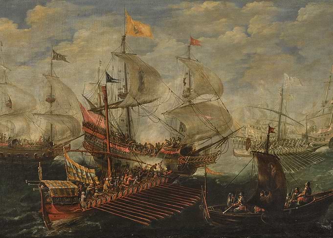 Naval Battle Painting