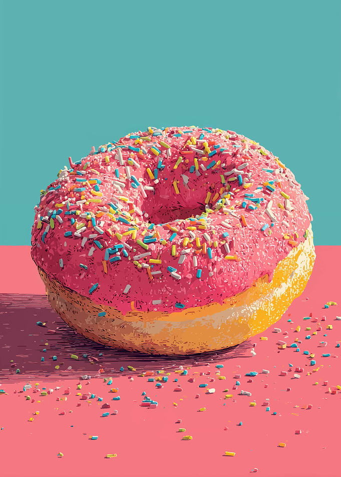 Pink Frosted Donut with Sprinkles