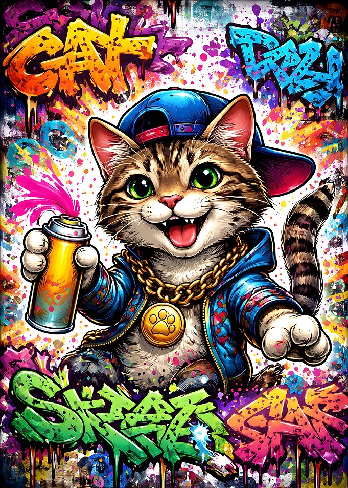 Graffiti Cat with Spray Paint