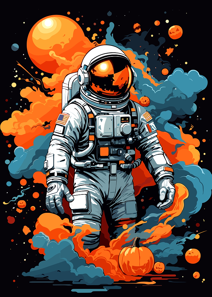 Astronaut with Halloween Space Theme