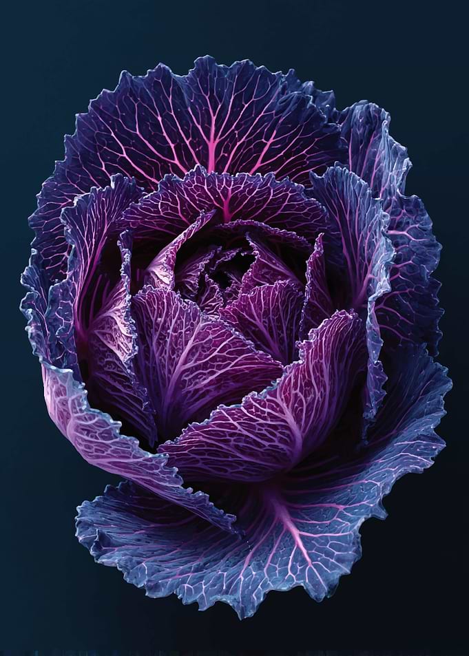 Close-up of a purple ornamental cabbage