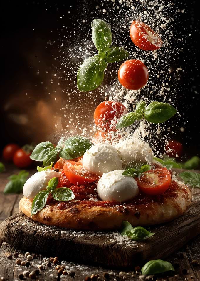 Pizza with Falling Ingredients