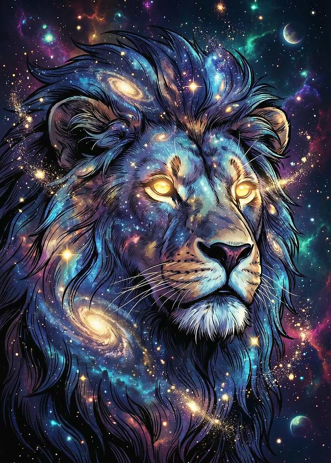 Cosmic Lion Galaxy Art