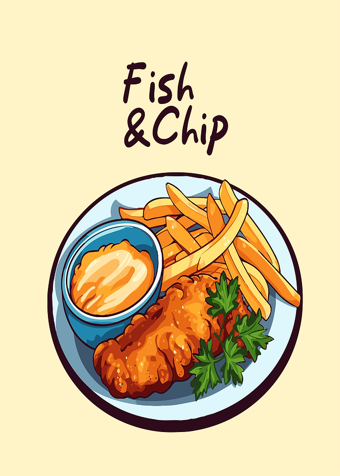 Fish and Chips Illustration