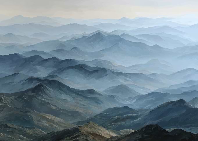 Misty Mountain Range Landscape