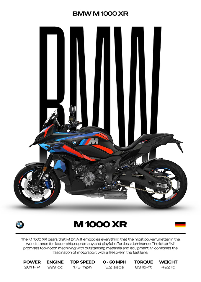 BMW M 1000 XR Motorcycle Poster