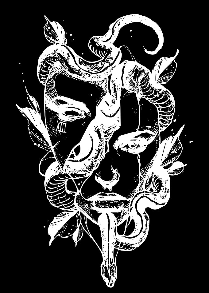 Medusa with Snakes and Roman Numeral XIII