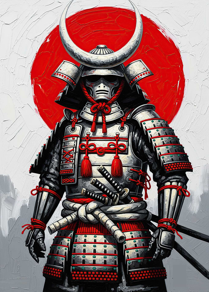 Samurai Warrior with Japanese Sun
