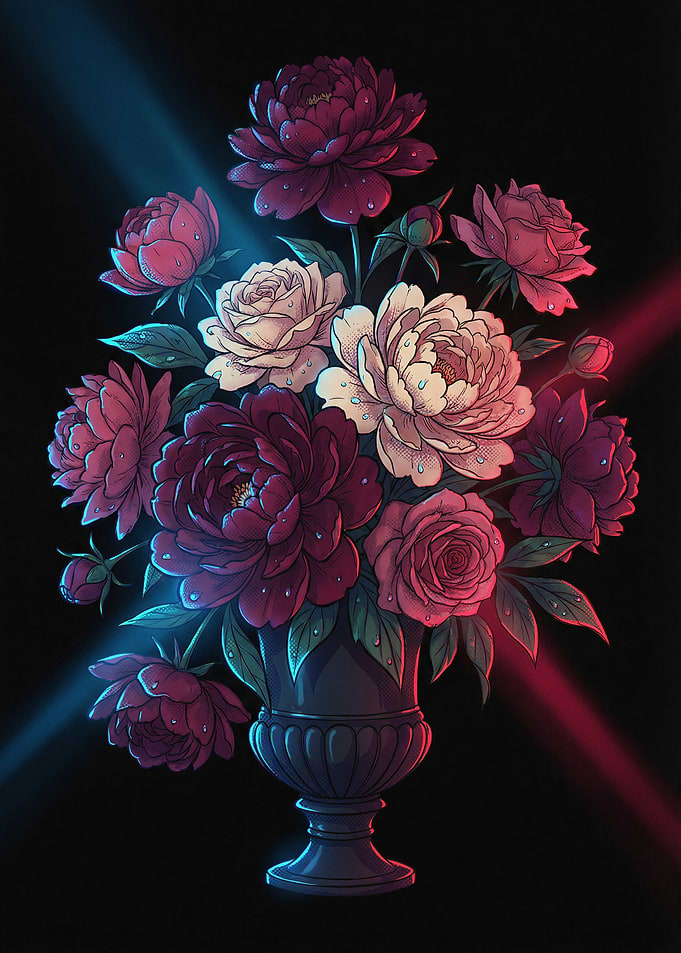 Pixel Art Floral Arrangement