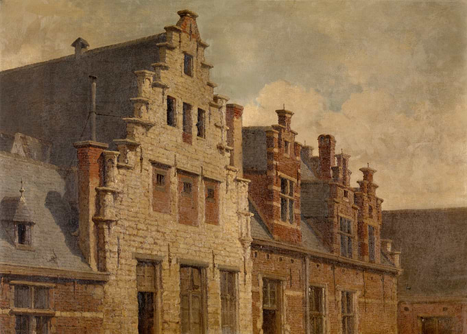 Gable-Roofed Buildings in a European City