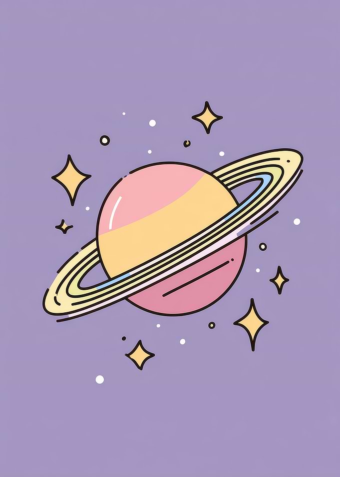 Cute Planet Saturn with Stars
