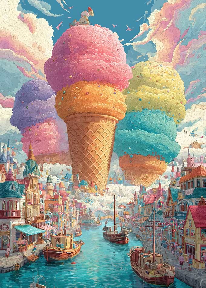 Whimsical Ice Cream Cityscape