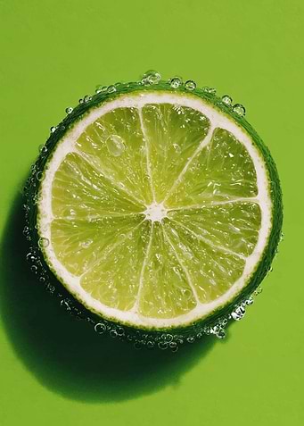 Lime slice with water droplets