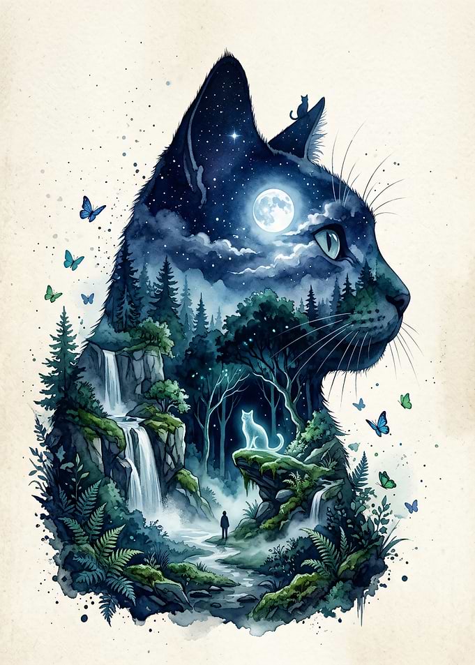 Enchanted Cat Forest Landscape
